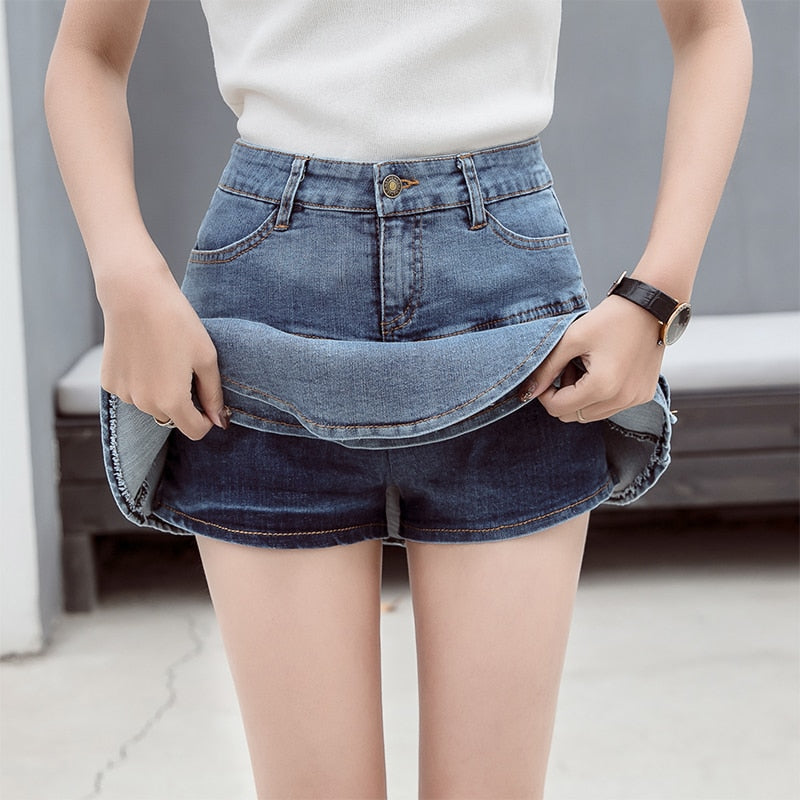 Retro Denim Shorts Skirt Women Ladies Short Skirts Jeans Short Skirts-Denim Shorts-Arimonz-Arimonz
