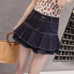 Retro Denim Shorts Skirt Women Ladies Short Skirts Jeans Short Skirts-Denim Shorts-Arimonz-Deep Blue-S-Arimonz