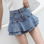 Retro Denim Shorts Skirt Women Ladies Short Skirts Jeans Short Skirts-Denim Shorts-Arimonz-light blue-S-Arimonz