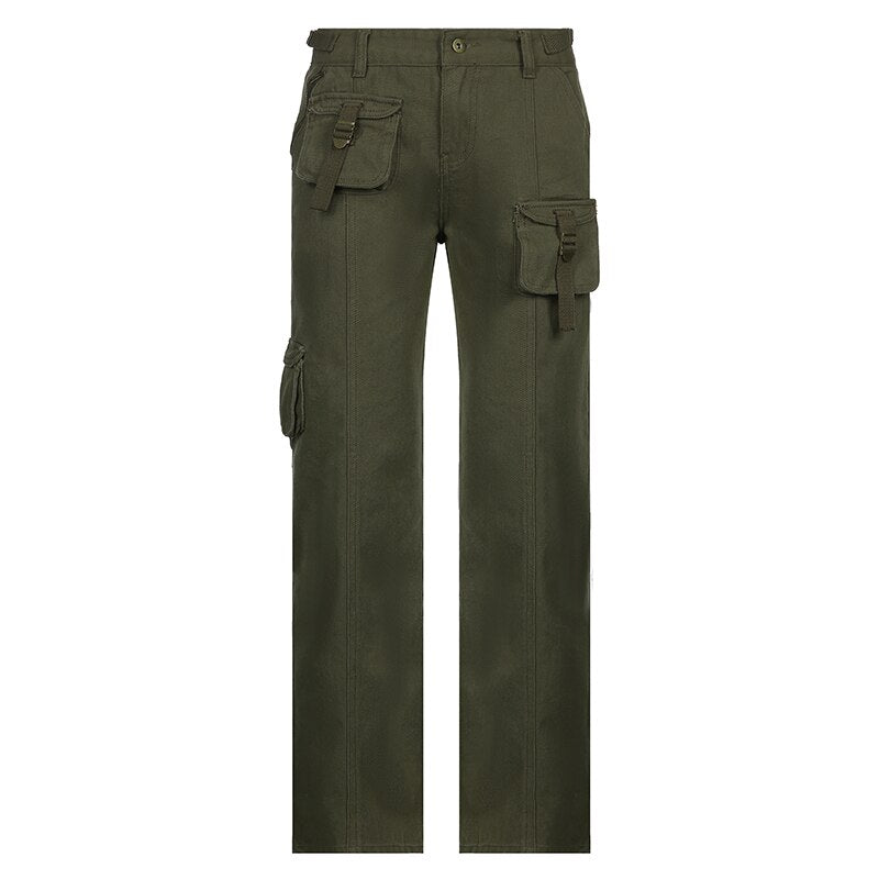Retro Grunge Cargo Denim Jeans Streetwear Vintage Low Waist Trouser-Straight Jeans-Arimonz-Arimonz