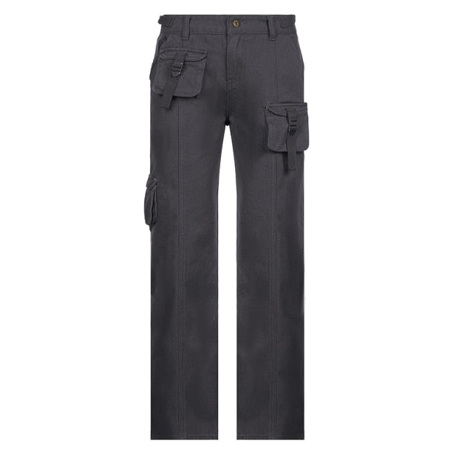 Retro Grunge Cargo Denim Jeans Streetwear Vintage Low Waist Trouser-Straight Jeans-Arimonz-gray-S-Arimonz