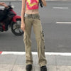 Retro Grunge Cargo Denim Jeans Streetwear Vintage Low Waist Trouser-Straight Jeans-Arimonz-Khaki-S-Arimonz