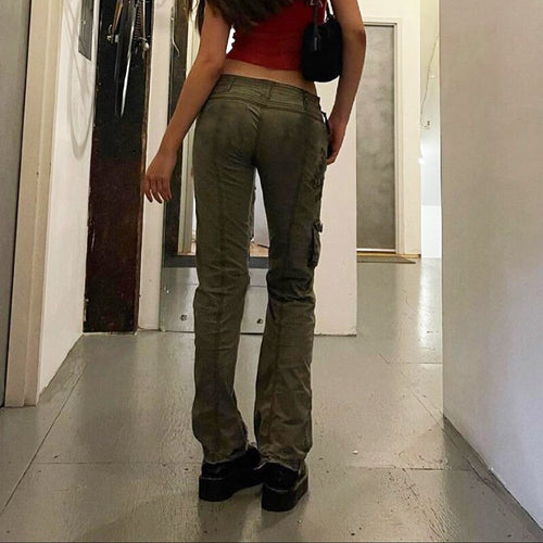 Retro Grunge Cargo Denim Jeans Streetwear Vintage Low Waist Trouser-Straight Jeans-Arimonz-Arimonz