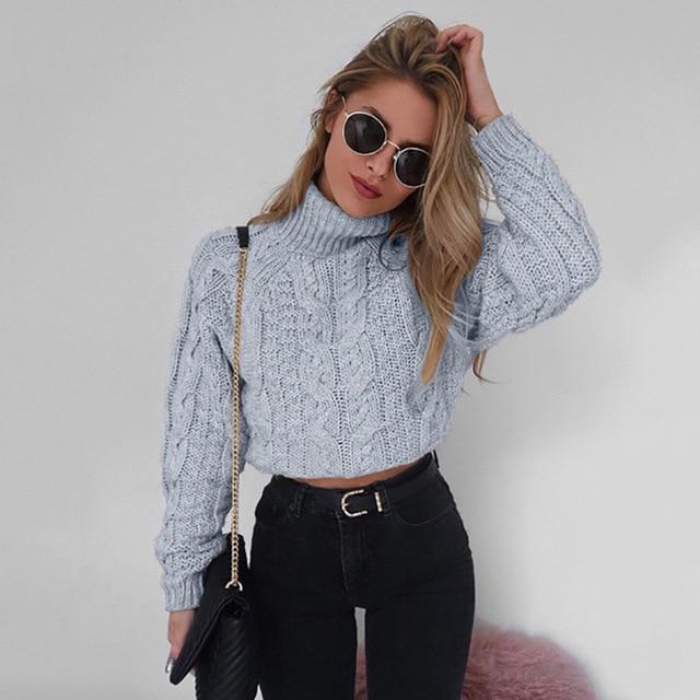 Retro Knitted Turtleneck Pullover-Pullovers-Arimonz-Arimonz