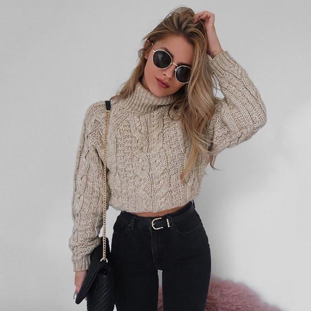 Retro Knitted Turtleneck Pullover-Pullovers-Arimonz-Arimonz