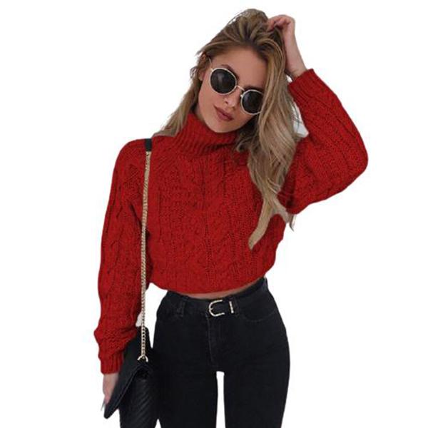 Retro Knitted Turtleneck Pullover-Pullovers-Arimonz-red-S-Arimonz