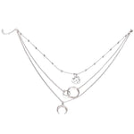Retro Moon World Map Circle Pendant Multilayer Necklace For Women Charm Jewelry Accessory-Necklaces-Arimonz-Arimonz