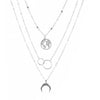 Retro Moon World Map Circle Pendant Multilayer Necklace For Women Charm Jewelry Accessory-Necklaces-Arimonz-Silver-Arimonz