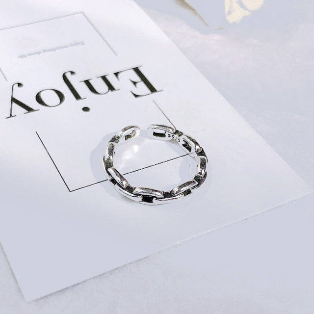 Retro Neutral Multi-layer Smiley Face Wide Ring for Women-Rings-Arimonz-Chain-Arimonz