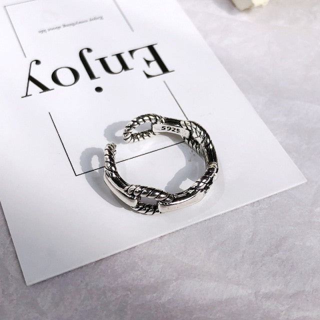 Retro Neutral Multi-layer Smiley Face Wide Ring for Women-Rings-Arimonz-Twisted Chain-Arimonz