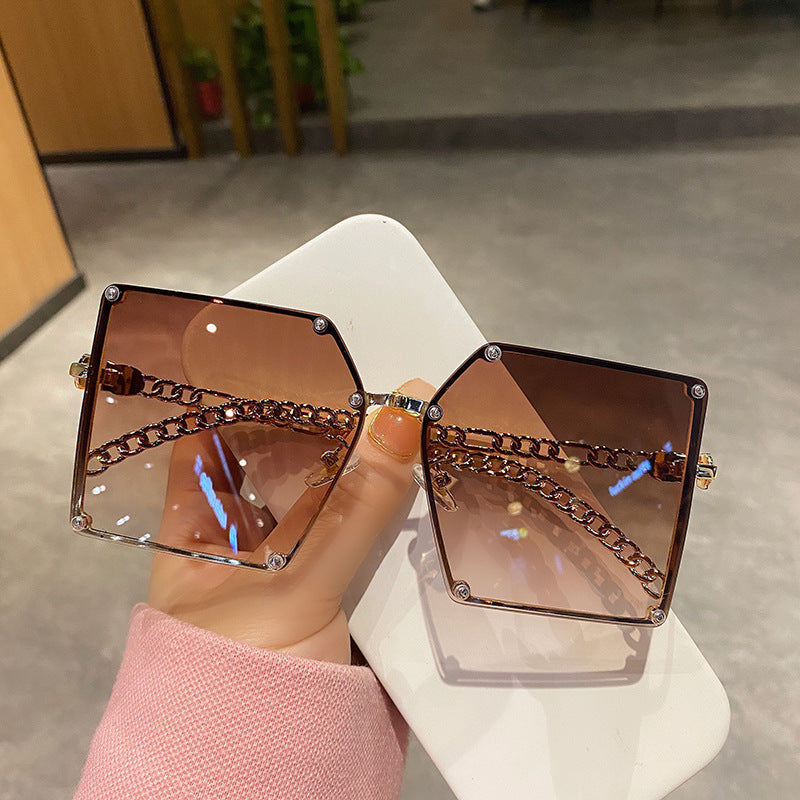 Retro Square Sunglasses Women Travel Big Frame Sun Glasses-Sunglasses-Arimonz-Arimonz
