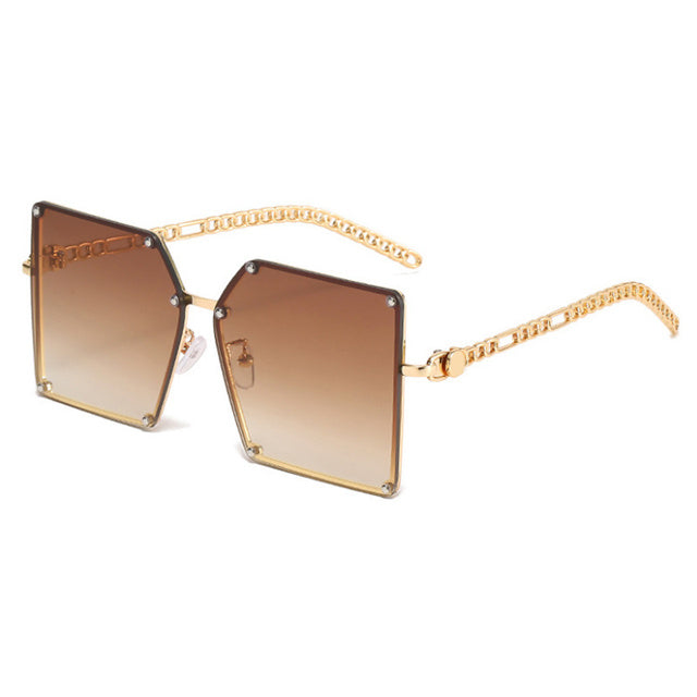 Retro Square Sunglasses Women Travel Big Frame Sun Glasses-Sunglasses-Arimonz-Double Brown-Arimonz