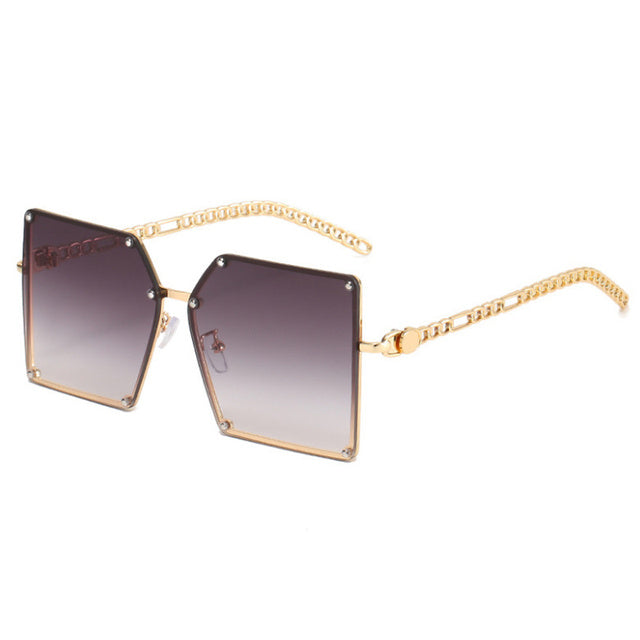 Retro Square Sunglasses Women Travel Big Frame Sun Glasses-Sunglasses-Arimonz-Double Gray-Arimonz
