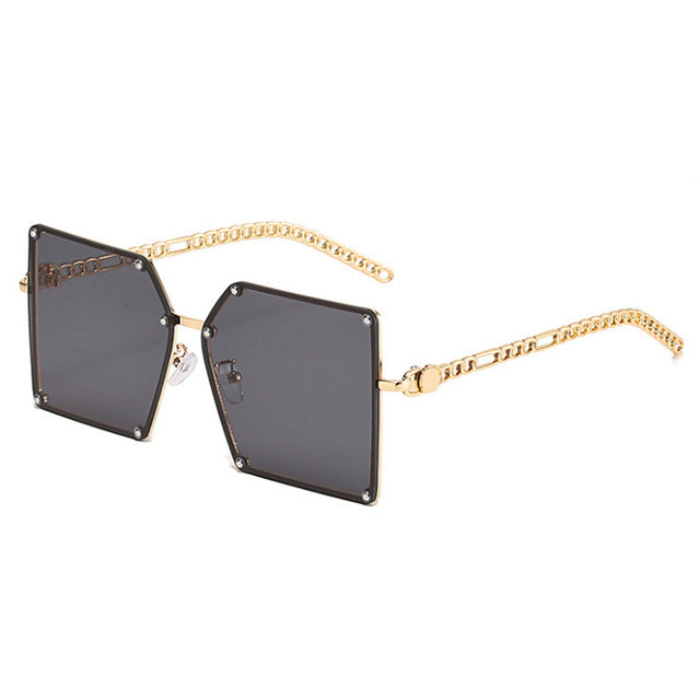 Retro Square Sunglasses Women Travel Big Frame Sun Glasses-Sunglasses-Arimonz-Gold Gray-Arimonz