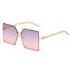 Retro Square Sunglasses Women Travel Big Frame Sun Glasses-Sunglasses-Arimonz-Gray Pink-Arimonz