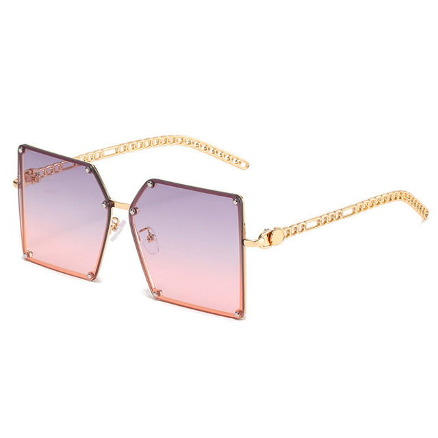 Retro Square Sunglasses Women Travel Big Frame Sun Glasses-Sunglasses-Arimonz-Gray Pink-Arimonz