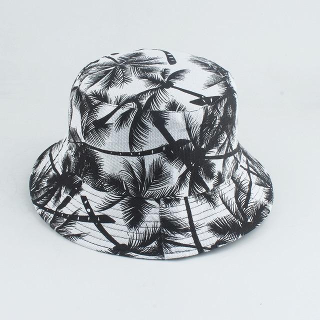 Reversible Bucket Hat Summer Sun Hats For Women Printed Bucket Hats-Bucket Hats-Arimonz-black leaves-Arimonz