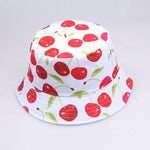 Reversible Bucket Hat Summer Sun Hats For Women Printed Bucket Hats-Bucket Hats-Arimonz-cherry white-Arimonz