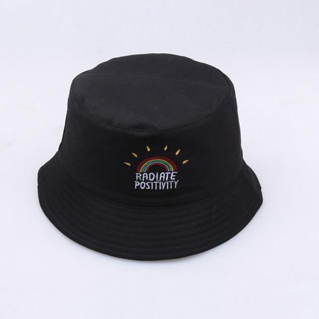 Reversible Bucket Hat Summer Sun Hats For Women Printed Bucket Hats-Bucket Hats-Arimonz-rainbow black-Arimonz