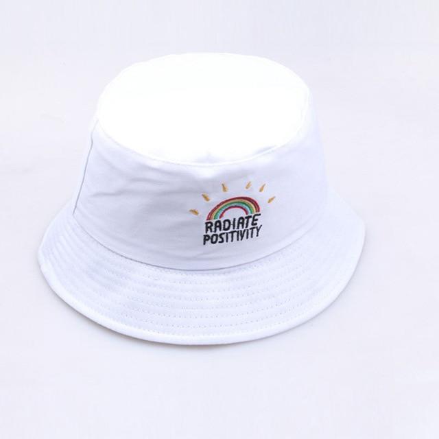 Reversible Bucket Hat Summer Sun Hats For Women Printed Bucket Hats-Bucket Hats-Arimonz-rainbow white-Arimonz