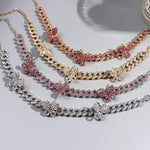 Rhinestone Cuban Link Butterfly Anklet Bracelet for Women Anklets-Anklets-Arimonz-Arimonz