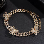 Rhinestone Cuban Link Butterfly Anklet Bracelet for Women Anklets-Anklets-Arimonz-Arimonz