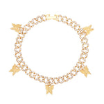 Rhinestone Cuban Link Butterfly Anklet Bracelet for Women Anklets-Anklets-Arimonz-Butterfly Gold Small Chain-Arimonz