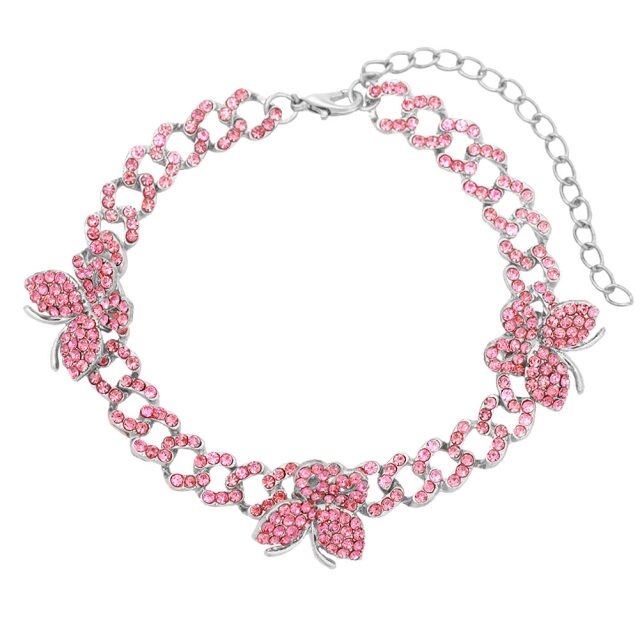 Rhinestone Cuban Link Butterfly Anklet Bracelet for Women Anklets-Anklets-Arimonz-Butterfly Pink-Arimonz
