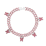 Rhinestone Cuban Link Butterfly Anklet Bracelet for Women Anklets-Anklets-Arimonz-Butterfly Pink Small Chain Hook-Arimonz