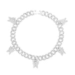 Rhinestone Cuban Link Butterfly Anklet Bracelet for Women Anklets-Anklets-Arimonz-Butterfly Silver Small Chain-Arimonz