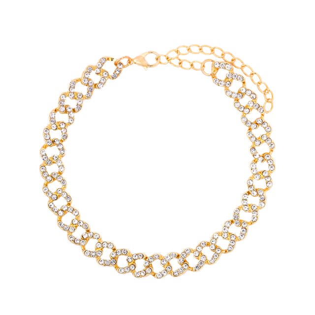Rhinestone Cuban Link Butterfly Anklet Bracelet for Women Anklets-Anklets-Arimonz-Gold Small Chain-Arimonz