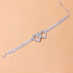Rhinestone Double Heart Anklet for Women Hollow Out Love Foot Anklet-Anklets-Arimonz-Arimonz