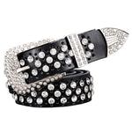 Rhinestone Genuine Leather Belts Pin Buckle Belt Woman Metal Pin Belt-Belts-Arimonz-Black-95cm/36in-Arimonz