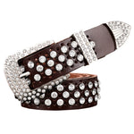 Rhinestone Genuine Leather Belts Pin Buckle Belt Woman Metal Pin Belt-Belts-Arimonz-Coffee-95cm/36in-Arimonz