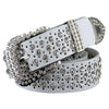 Rhinestone Genuine Leather Belts Pin Buckle Belt Woman Metal Pin Belt-Belts-Arimonz-White-95cm/36in-Arimonz