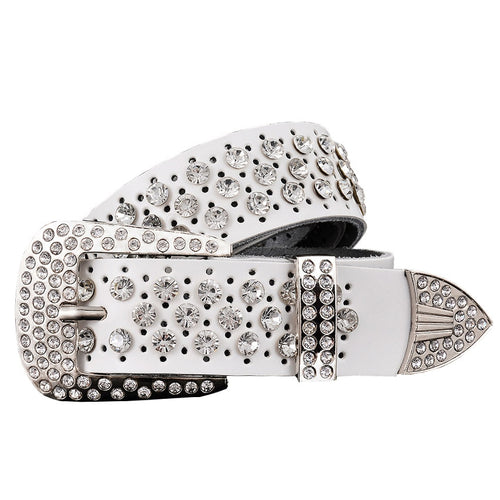 Rhinestone Genuine Leather Belts Pin Buckle Belt Woman Metal Pin Belt-Belts-Arimonz-Arimonz
