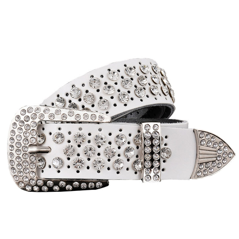 Rhinestone Genuine Leather Belts Pin Buckle Belt Woman Metal Pin Belt-Belts-Arimonz-Arimonz