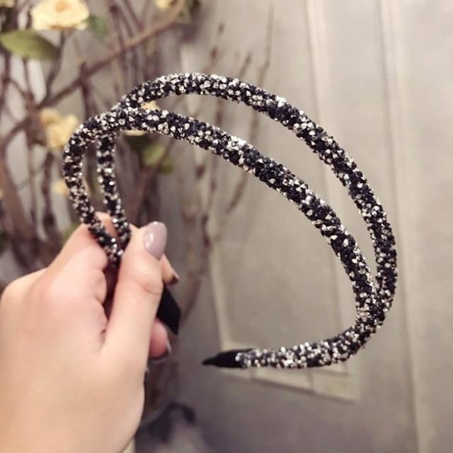 Rhinestone Hair Band-Hair Accessories-Arimonz-Black White-Arimonz