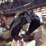 Rhinestone Hairband Wide Side Headband Middle Knot Hair Accessory-Hair Accessories-Arimonz-black hairband black sequin-Arimonz