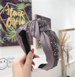 Rhinestone Hairband Wide Side Headband Middle Knot Hair Accessory-Hair Accessories-Arimonz-gray hairband-Arimonz