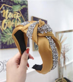 Rhinestone Hairband Wide Side Headband Middle Knot Hair Accessory-Hair Accessories-Arimonz-yellow hairband-Arimonz