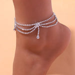 Rhinestone Tennis Chain Anklet Foot Simple Chain Leg Anklet Bracelet-Anklets-Arimonz-Arimonz