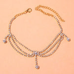 Rhinestone Tennis Chain Anklet Foot Simple Chain Leg Anklet Bracelet-Anklets-Arimonz-Gold-color-Arimonz