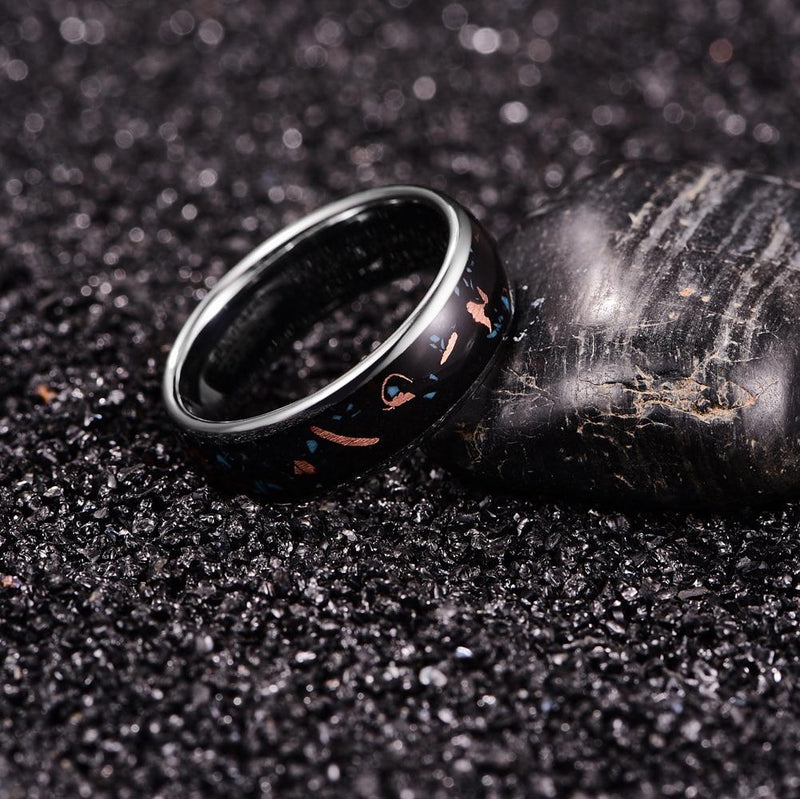 Rhodium Plated Retro Copper Shavings Ring-Rings-Arimonz-Arimonz