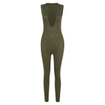Ribbed Sleeveless Skinny Jumpsuits Deep women Romper Outfit-Night Out Jumpsuits & Rompers-Arimonz-S-Arimonz