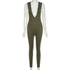 Ribbed Sleeveless Skinny Jumpsuits Deep women Romper Outfit-Night Out Jumpsuits & Rompers-Arimonz-Arimonz