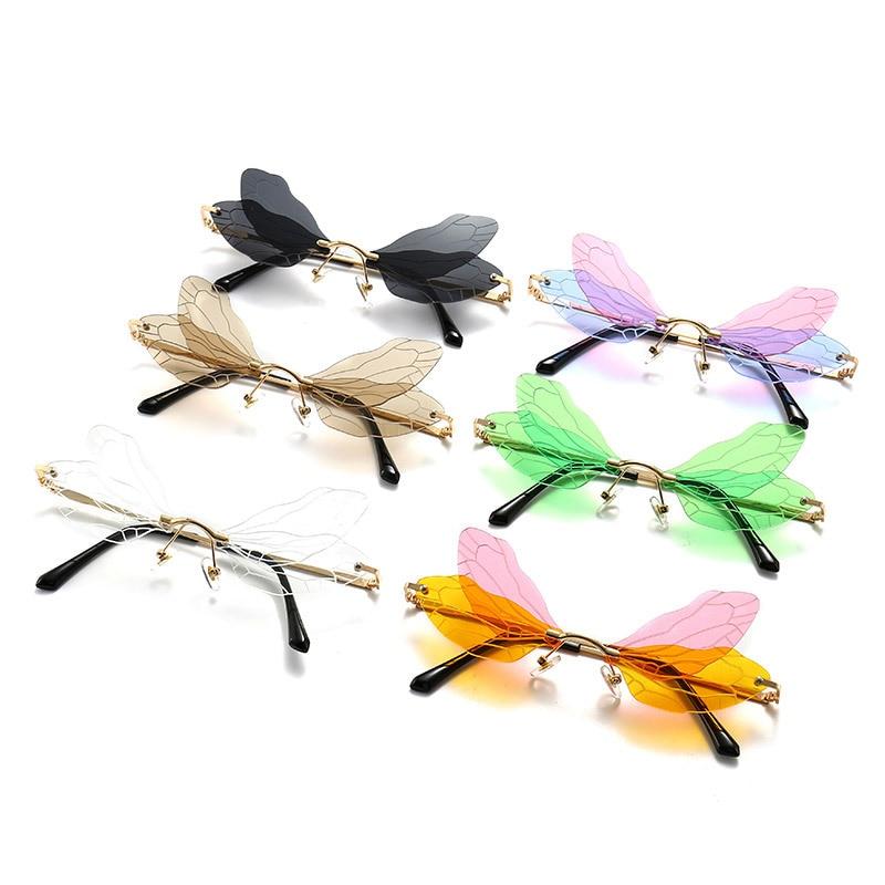 Rimless Dragonfly Wing Sunglasses For Women Vintage Sunglasses-Sunglasses-Arimonz-Arimonz