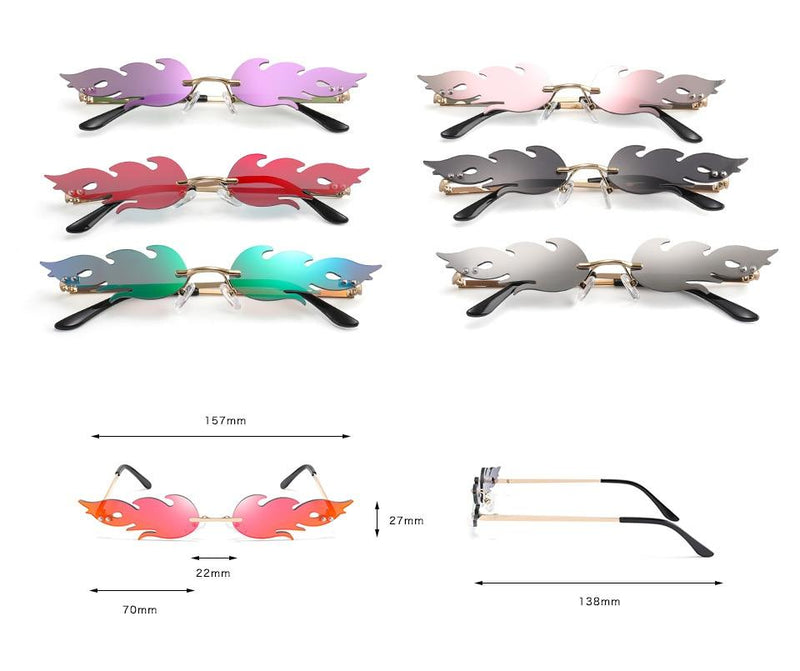 Rimless Fire Flame Shaped And Unisex Sunglasses Shades-Sunglasses-Arimonz-Arimonz