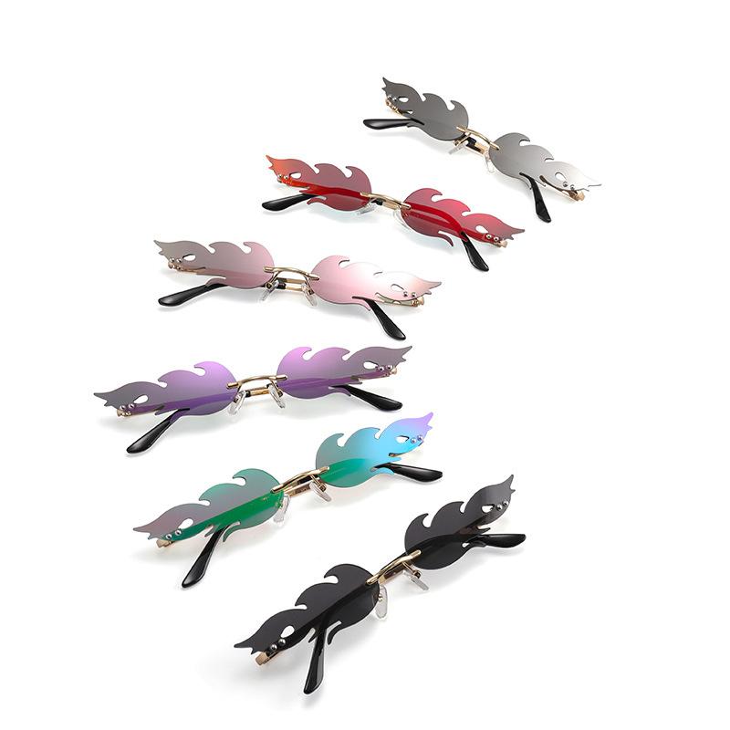 Rimless Fire Flame Shaped And Unisex Sunglasses Shades-Sunglasses-Arimonz-Arimonz