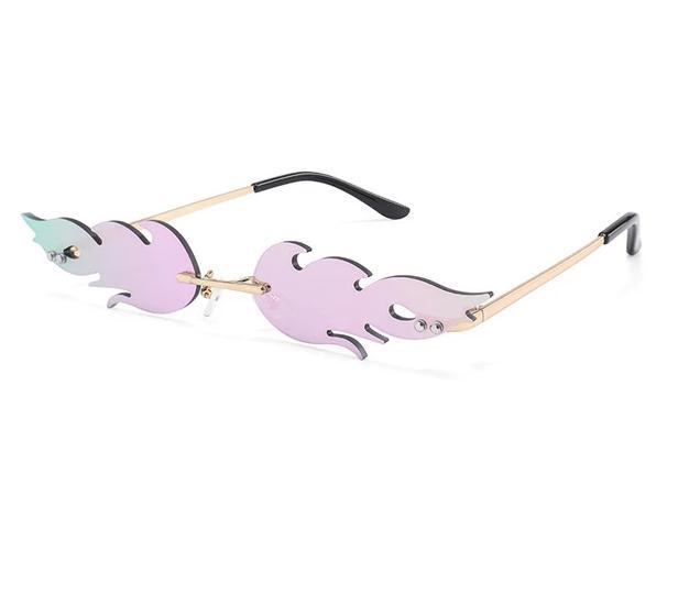 Rimless Fire Flame Shaped And Unisex Sunglasses Shades-Sunglasses-Arimonz-Purple-Arimonz